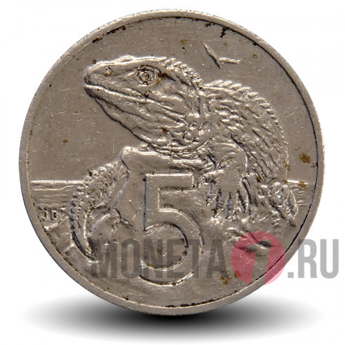 5 центов 1987 года - Новая Зеландия - Ящерица Гаттерия
