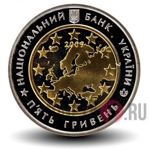 5 гривен 2009 года - 60 лет Совету Европы - Украина