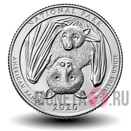 25 центов 2020 года - 51-й Национальный парк Американского Самоа - D