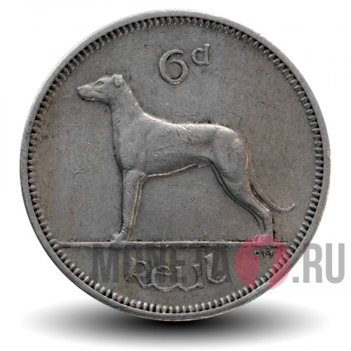 6 пенсов 1966 года - Ирландия - Ирландский волкодав