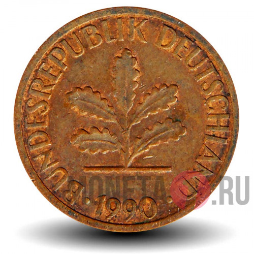 1 пфенниг 1990 года - ФРГ - F