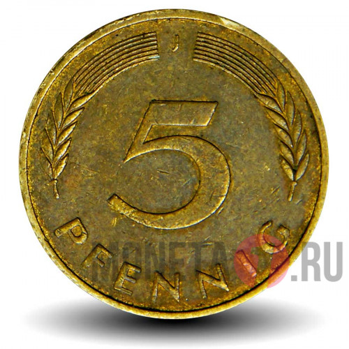 5 пфеннигов 1979 года - ФРГ - Дуб - J