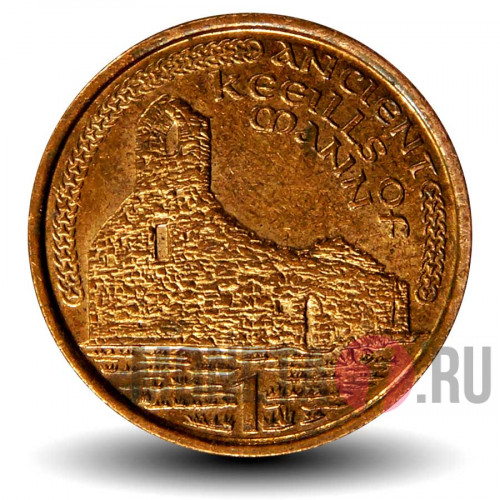 1 пенни 2002 года - Остров Мэн - Руины древнего замка (АВ)