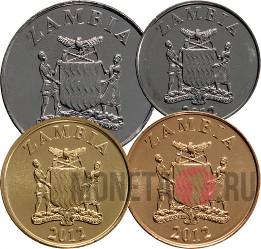 Набор монет Замбия 2012-2013 гг - Животные - 4 монеты