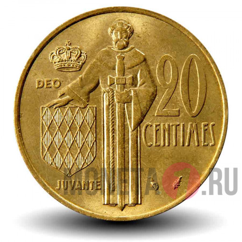 20 сантимов 1977 года - Монако - Ренье III