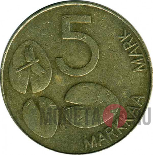 5 марка - Финляндия 1993 года M - Тюлень
