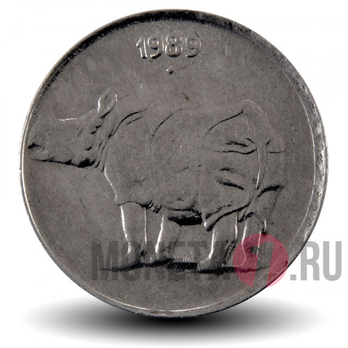 25 пайс 1989 года - Индия - Носорог - "♦" - Мумбаи