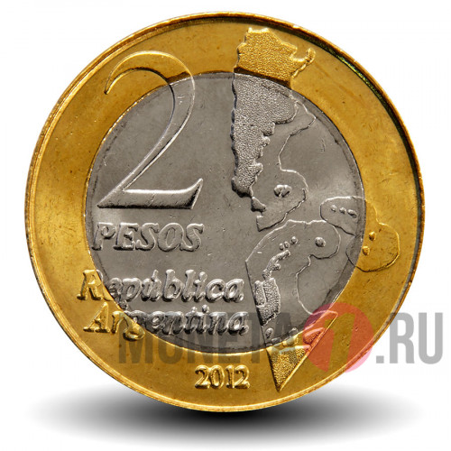 2 песо 2012 года - 30 лет войне за Мальвинские (Фолклендские) острова - Аргентина