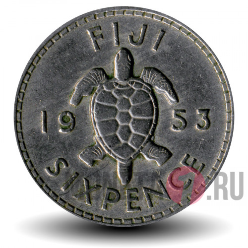 6 пенсов 1953 года - Черепаха - Фиджи