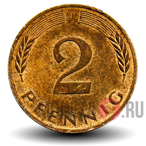 2 пфеннига 1979 года - ФРГ - Дуб - J