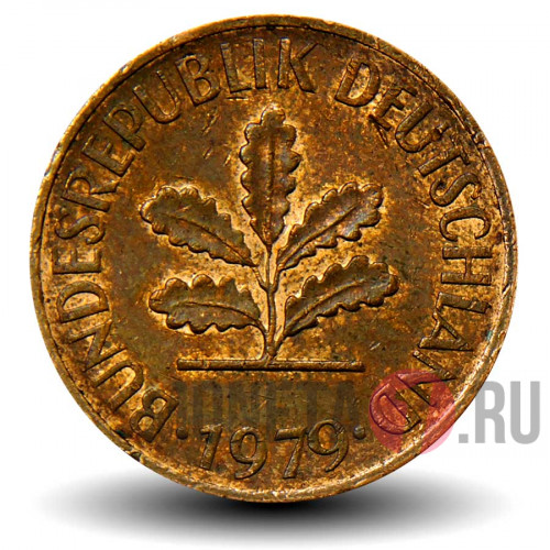 2 пфеннига 1979 года - ФРГ - Дуб - J