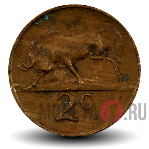 2 цента 1980 года - ЮАР - Антилопа Гну