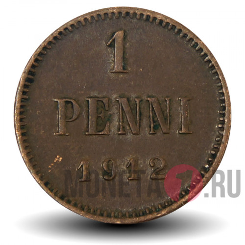 1 пенни 1912 года - Русская Финляндия - Вензель Николая II
