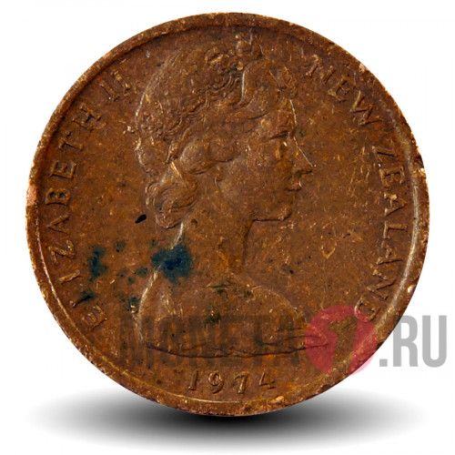 1 цент 1974 года - Новая Зеландия - Листья папоротника