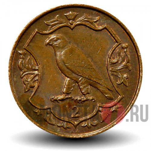 2 пенса 1984 года - 500 лет Геральдической палате - Остров Мэн - Сокол