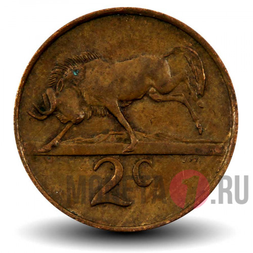 2 цента 1990 года - ЮАР - Антилопа Гну