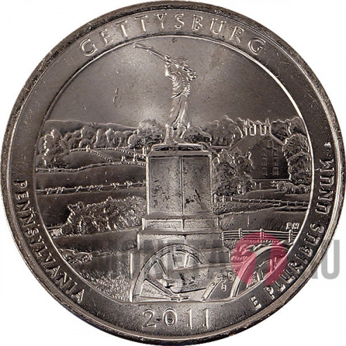 25 центов "Военный Парк Геттисберга" 2011 года - Национальные парки - D