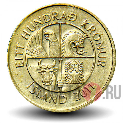 100 крон 2011 года - Исландия - Рыба Пинагора