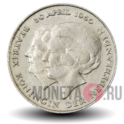 2 1/2 гульдена 1980 года - Коронация королевы Биатрикс - Нидерланды