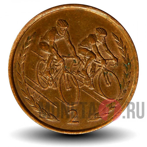 2 пенса 1998 года - Остров Мэн - Велосипедисты