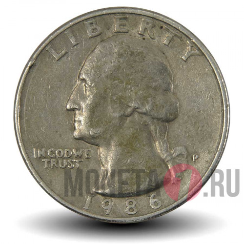 25 центов 1986 года - США - Джордж Вашингтон - P