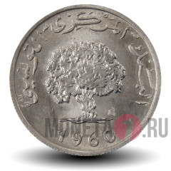 5 миллимов 1960 года - Тунис - Дерево