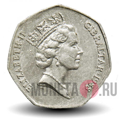 50 пенсов 1988 года - AА - Гибралтар