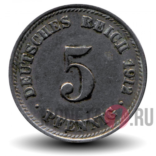 5 пфеннигов 1912 года - Германская Империя - Вильгельм II - D