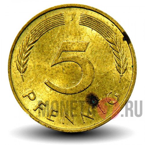 5 пфеннигов 1992 года - ФРГ - F