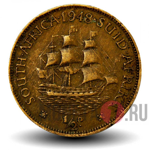 1/2 пенни 1948 года - ЮАР - Корабль
