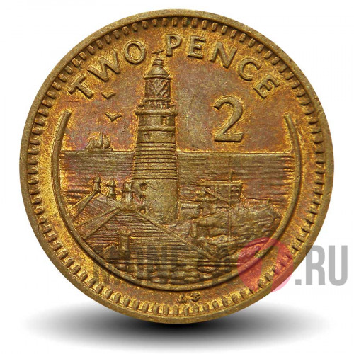 2 пенса 1991 года - AB - Гибралтар - Маяк