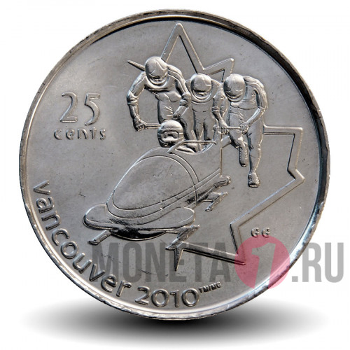 25 центов 2008 года - Бобслей - Олимпиада в Ванкувере - Канада