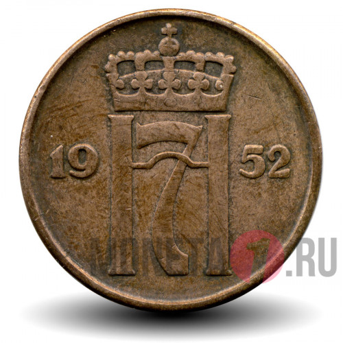 5 эре 1952 года - Норвегия - Хокон VII