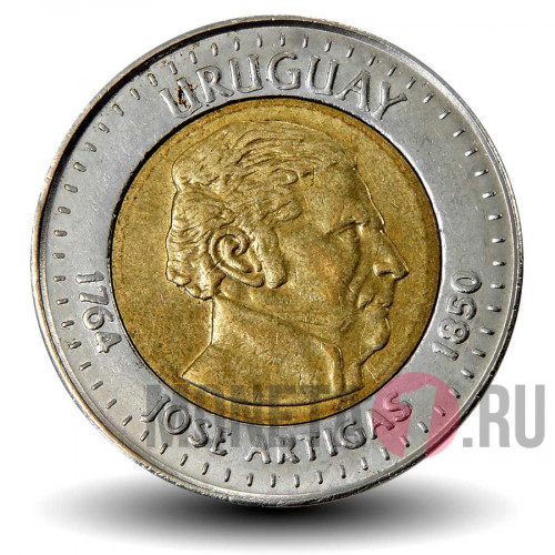 10 песо 2000 год - Уругвай - Хосе Хервасио Артигас (без звезд)