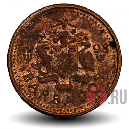 1 цент 1998 года - Барбадос - Трезубец