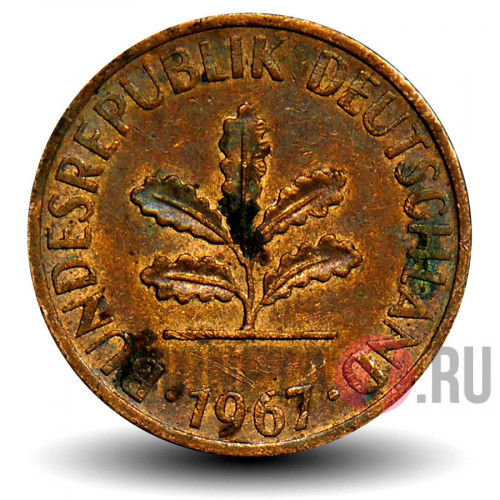 1 пфенниг 1967 года - ФРГ - J