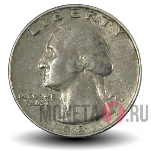 25 центов 1981 года - США - Джордж Вашингтон - D