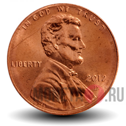 1 цент 2012 года - Линкольн - США - D