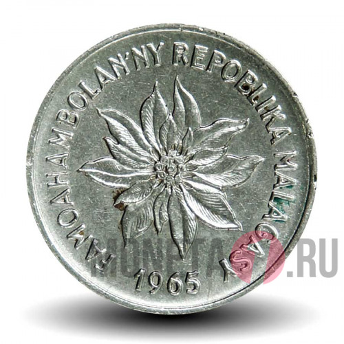 1 франк 1965 года - Мадагаскар - Молочай красивейший