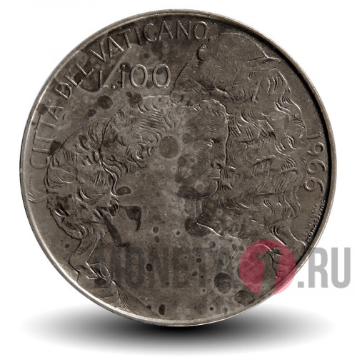 100 лир 1966 года - Ватикан - Павел VI AN IV - Пастух с овцой