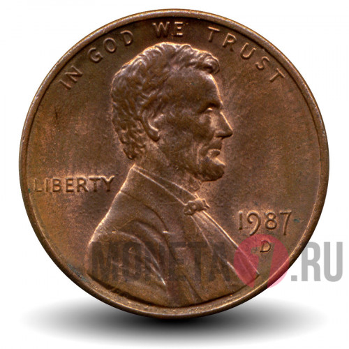 1 цент 1987 года - США - D