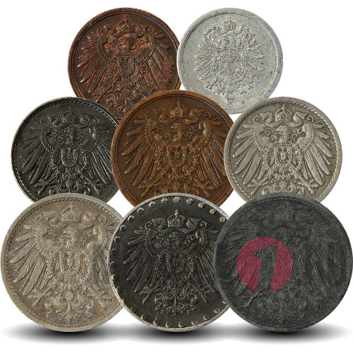 Набор монет Кайзеровской Германии 1890-1922 гг