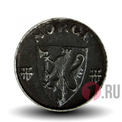1 эре 1944 года - Норвегия - Оккупация WWII (железо)