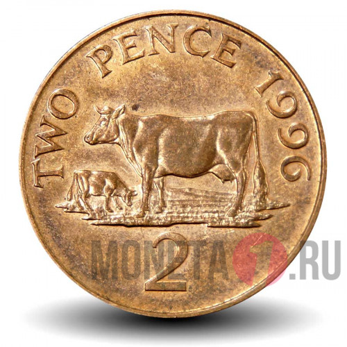 2 пенса 1996 года - Остров Гернси - Коровы