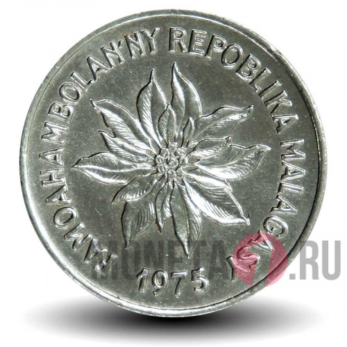 2 франка 1975 года - Мадагаскар - Молочай красивейший