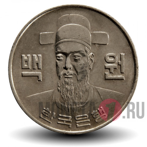 100 вон 1974 года - Южная Корея - Адмирал Ли Сун Син