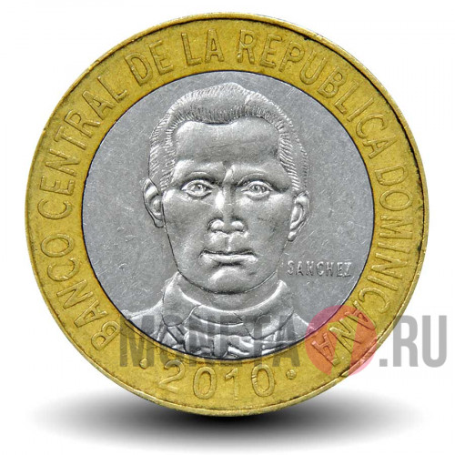5 песо 2010 года - Доминикана - Франсиско дель Росарио Санчес