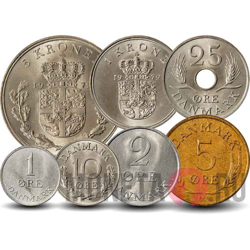 Набор монет Дании 1948-1972 - Фредерик IX - 7 монет