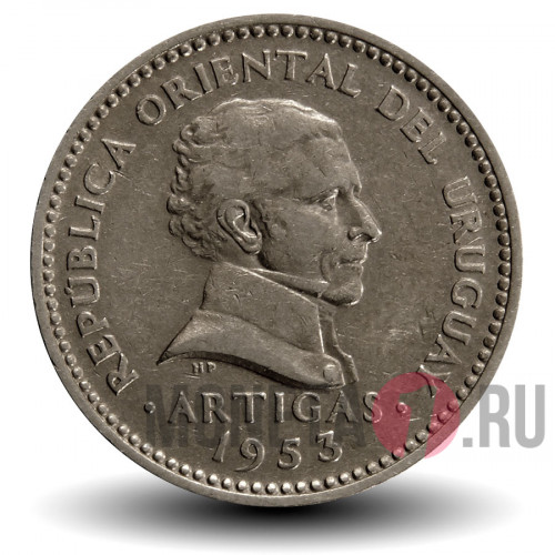10 сентесимо 1953 года - Уругвай - Хосе Хервасио Артигас