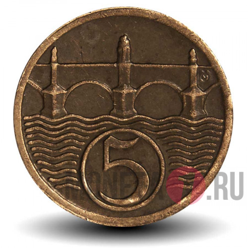 5 геллеров 1923 года - Чехословакия - Карлов мост